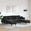 vidaXL Sofa with Cushion 3 pcs Black Velvet