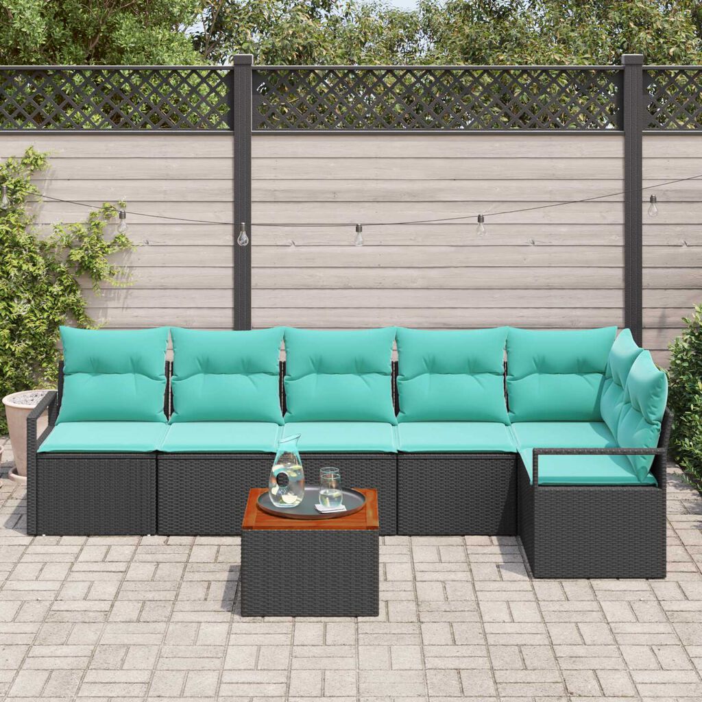 vidaXL Garden Sofa Set 7 pcs Black and turquoise