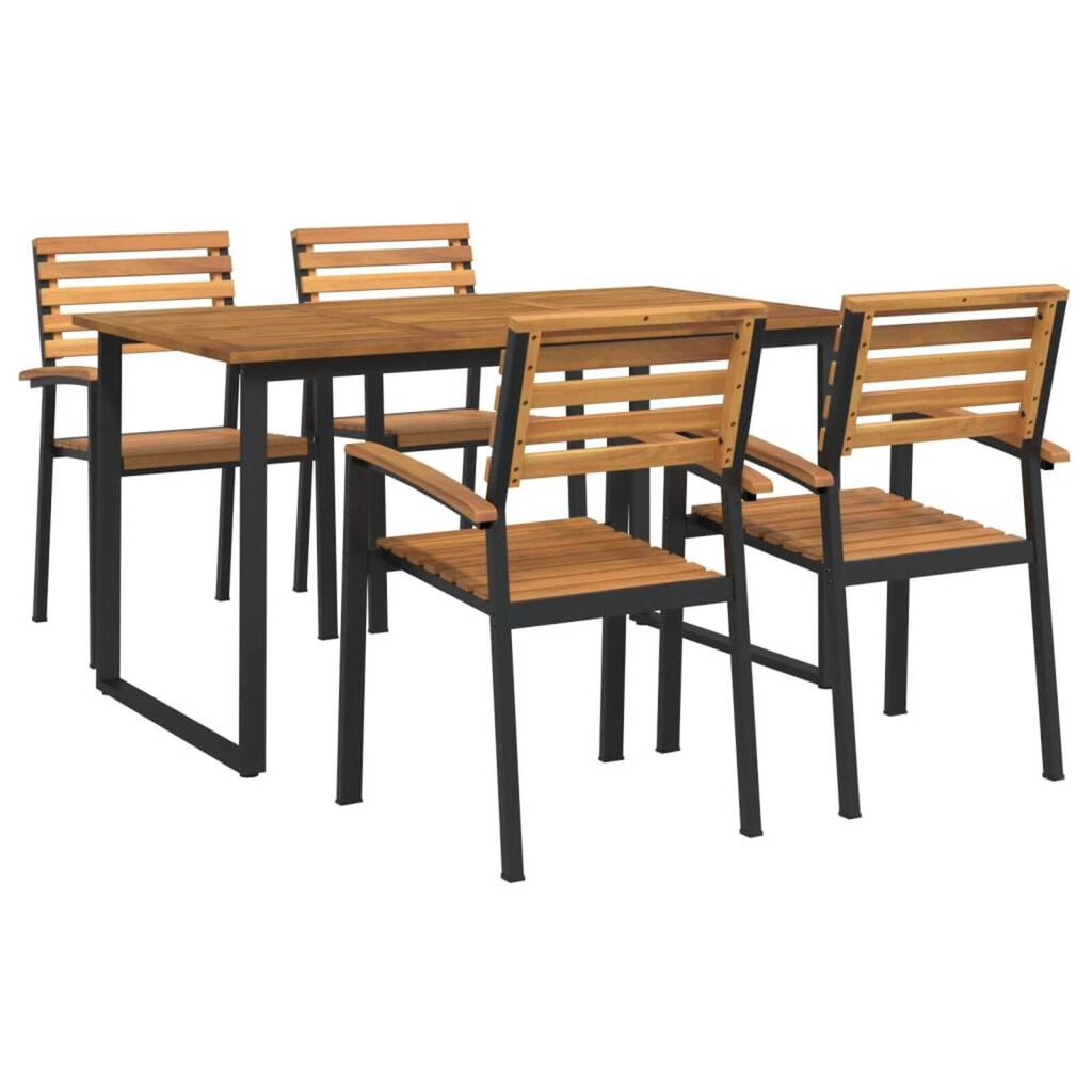 vidaXL 5 Piece Garden Dining Set Solid Wood Acacia and Metal