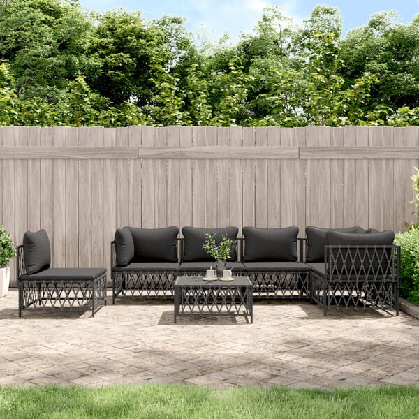 vidaXL 7 Piece Garden Lounge Set with Cushions Anthracite Steel