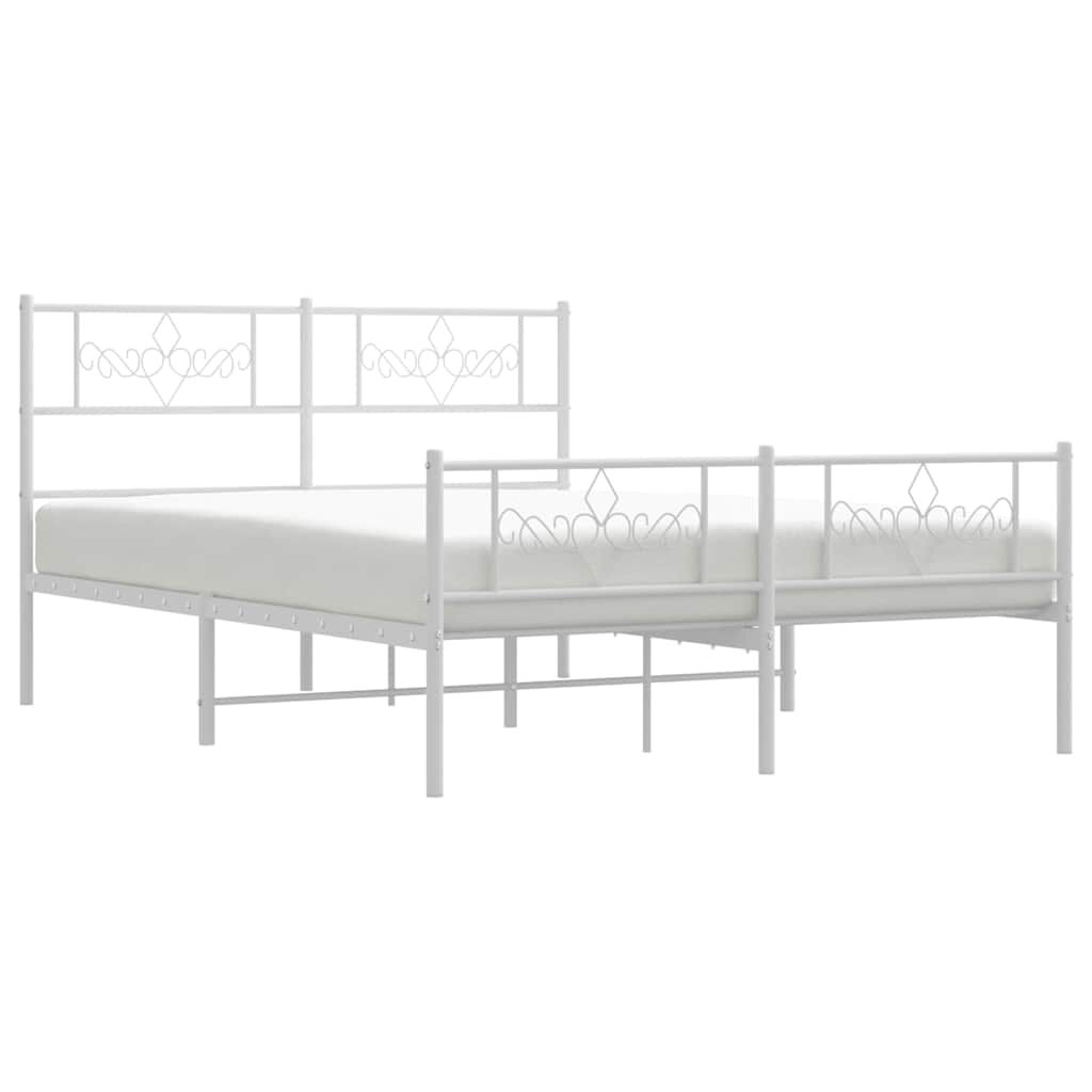 vidaXL Metal Bed Frame without Mattress with Footboard White 150x200cm