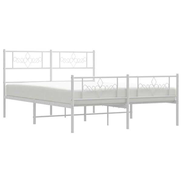 vidaXL Metal Bed Frame without Mattress with Footboard White 150x200cm