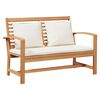 vidaXL Bench Brown and Cream 110 x 66 x 76 cm Solid Teak Wood