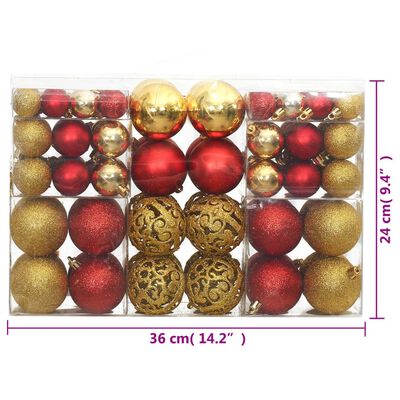 vidaXL Christmas Baubles 100 pcs Gold and Wine Red 3 / 4 / 6 cm