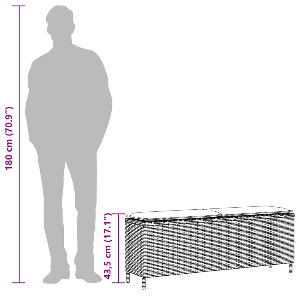 vidaXL Garden Bench with Cushion Brown 110x30x40.5 cm Poly Rattan