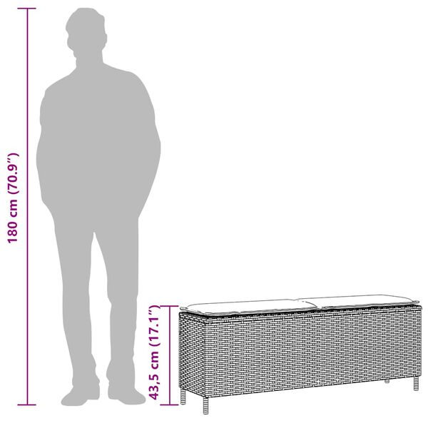 vidaXL Garden Bench with Cushion Brown 110x30x40.5 cm Poly Rattan