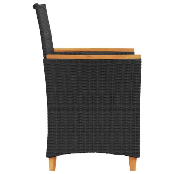 vidaXL Garden Chairs with Cushions 2 pcs Black Poly Rattan&Solid Wood