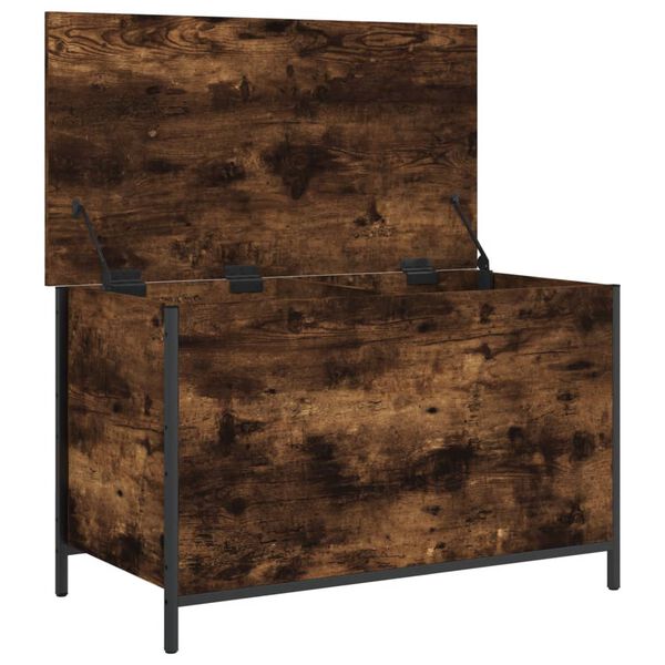 vidaXL Storage Bench Smoked Oak 80x42.5x50 cm Engineered Wood