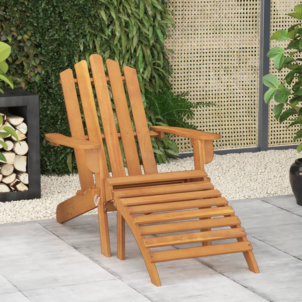 vidaXL Garden Adirondack Chair with Footrest Solid Acacia Wood