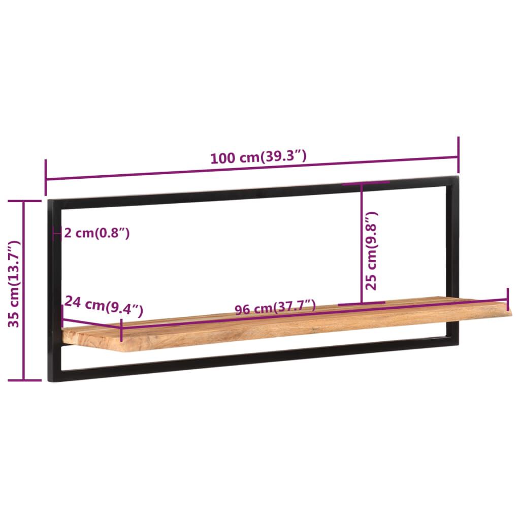 vidaXL Wall Shelves 2 pcs 100x24x35 cm Solid Wood Acacia and Steel