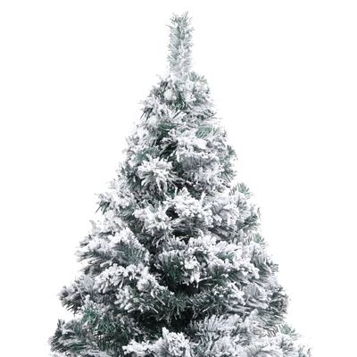 vidaXL Artificial Pre-lit Christmas Tree with Flocked Snow Green 210 cm