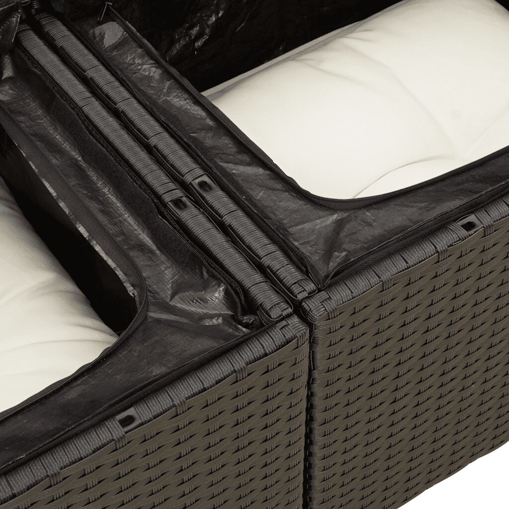 vidaXL 7 Piece Garden Sofa Set with Cushions Black Poly Rattan