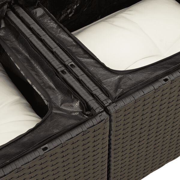vidaXL 7 Piece Garden Sofa Set with Cushions Black Poly Rattan