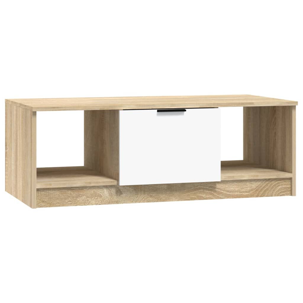 vidaXL Coffee Table White and Sonoma Oak 102x50x36 cm Engineered Wood