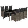 vidaXL 7 Piece Garden Bistro Set with Cushions Grey Poly Rattan