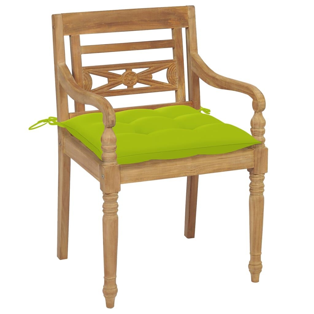vidaXL Batavia Chairs with Cushions 6 pcs Solid Teak Wood