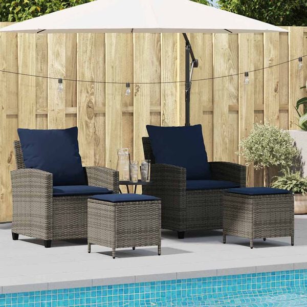 vidaXL 4 Piece Garden Sofa Set with Cushions Grey Poly Rattan