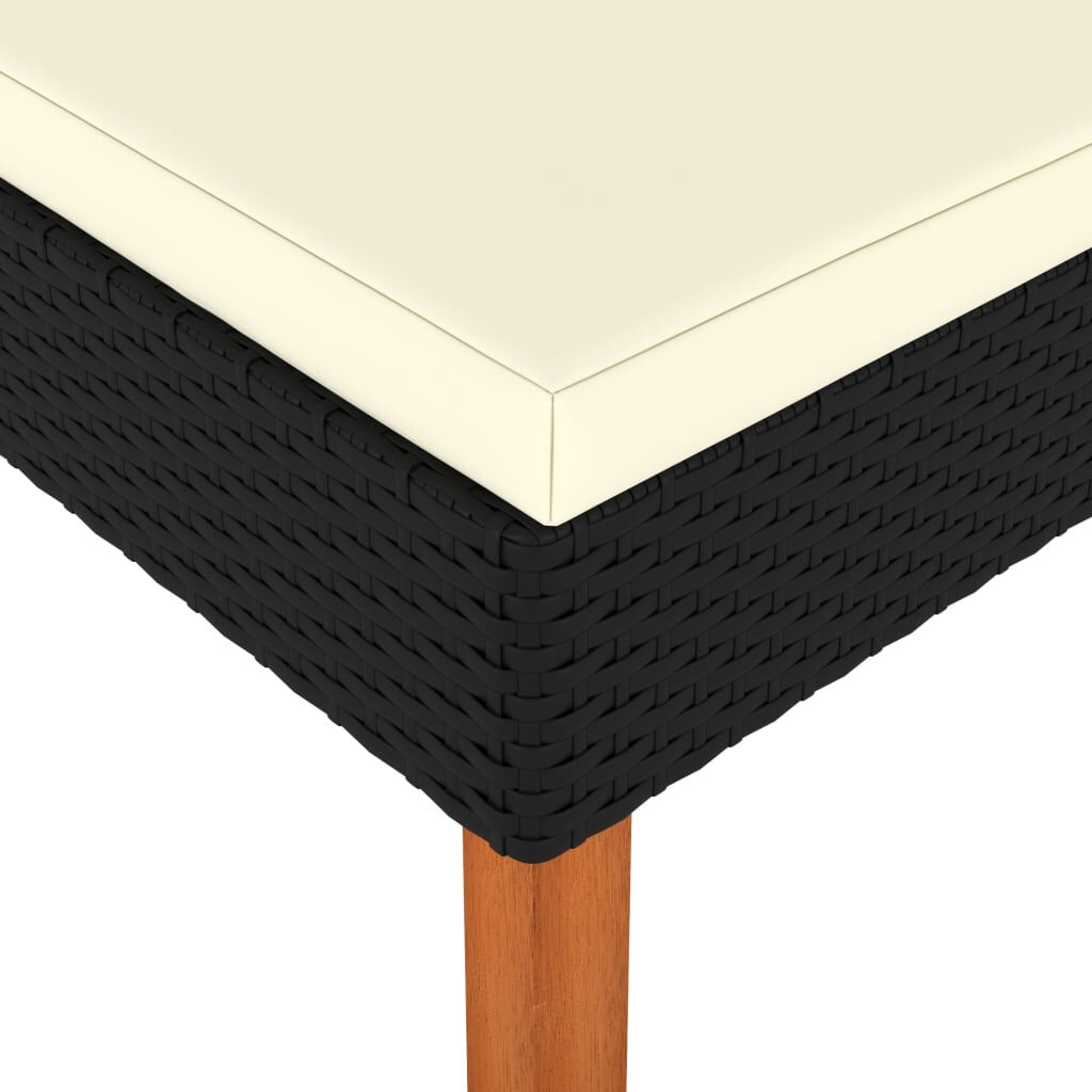 vidaXL Footstool Poly Rattan and Solid Eucalyptus Wood
