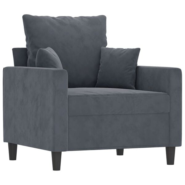 vidaXL 3 Piece Sofa Set with Cushions Dark Grey Velvet