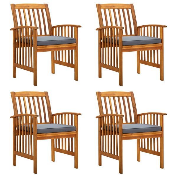vidaXL Garden Dining Chairs 4 pcs with Cushions Solid Wood Acacia