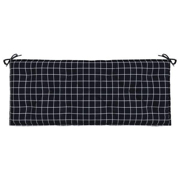 vidaXL Garden Bench Cushion Black Check Pattern 120x50x7 cm Fabric