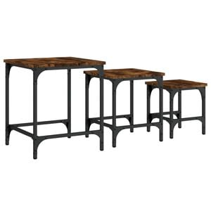 vidaXL Nesting Coffee Tables 3 pcs Smoked Oak Engineered Wood