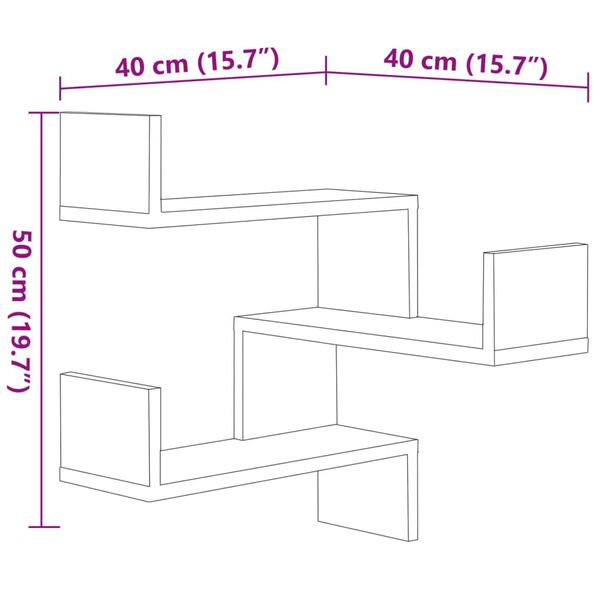 vidaXL Wall Corner Shelves 2 pcs Brown Oak 40x40x50 cm Engineered Wood