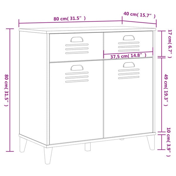 vidaXL Sideboard VIKEN Black 80x40x80 cm Engineered Wood