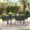 vidaXL Garden Dining Set with Cushion 5 pcs Black Powder-Coated Steel
