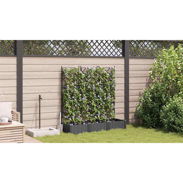 vidaXL Garden Planter 3 pcs Black 120 x 40 x 125.5 cm Plastic