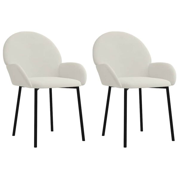 vidaXL Dining Chairs 2 pcs Cream Velvet
