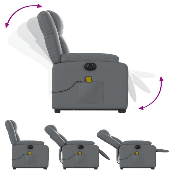 vidaXL Electric Stand up Massage Recliner Chair Grey Faux Leather