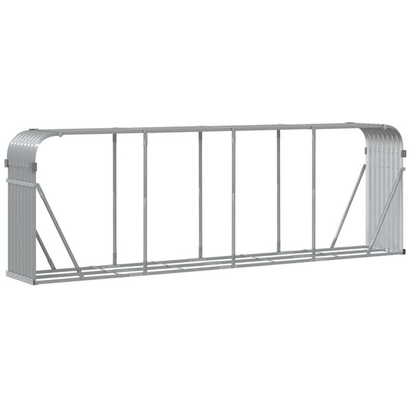 vidaXL Log Holder Light Grey 300x45x100 cm Galvanised Steel