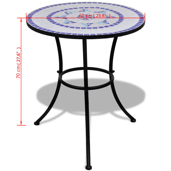 vidaXL 3 Piece Bistro Set Ceramic Tile Blue and White