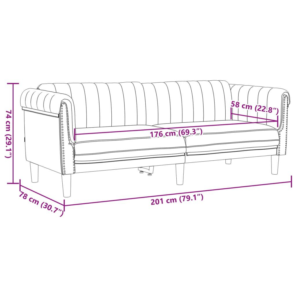 vidaXL 3 Piece Sofa Set Brown Velvet