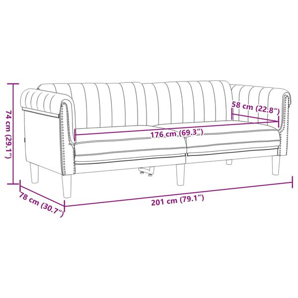vidaXL 3 Piece Sofa Set Brown Velvet
