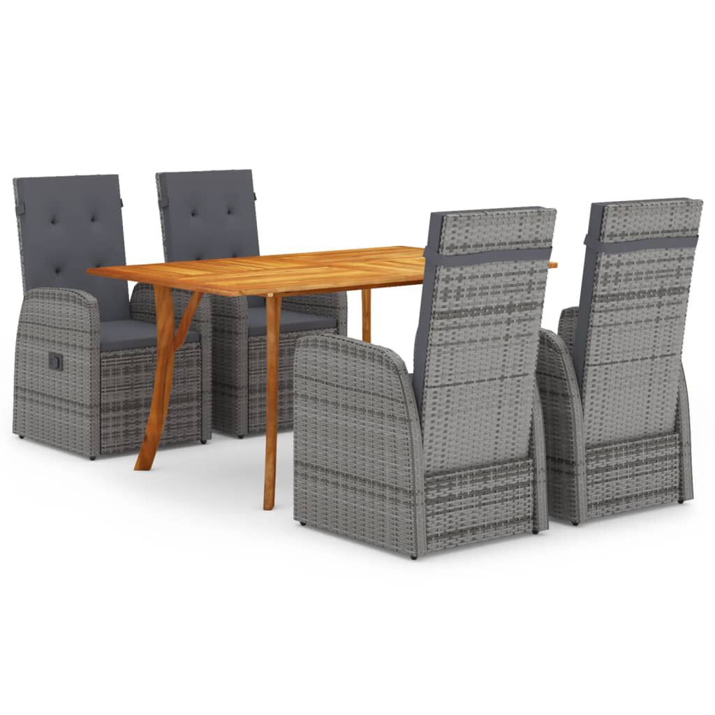 vidaXL 5 Piece Garden Dining Set Grey