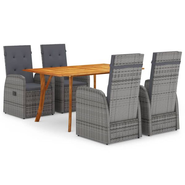 vidaXL 5 Piece Garden Dining Set Grey