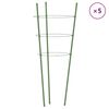vidaXL Garden Plant Supports with 3 Rings 5 pcs Green 75 cm Steel