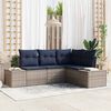 vidaXL Garden Sofa Set with Cushion 4 pcs Grey Poly Rattan