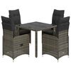 vidaXL 5 Piece Garden Bistro Set with Cushions Grey Poly Rattan