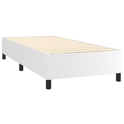 vidaXL Box Spring Bed Frame White 100x190 cm Twin Faux Leather