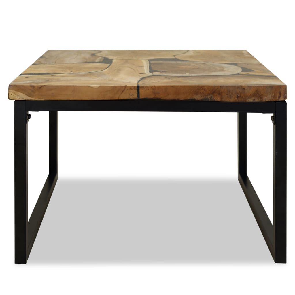 vidaXL Coffee Table Teak Resin 60x60x40 cm Black and Brown