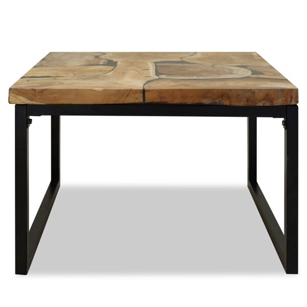 vidaXL Coffee Table Teak Resin 60x60x40 cm Black and Brown