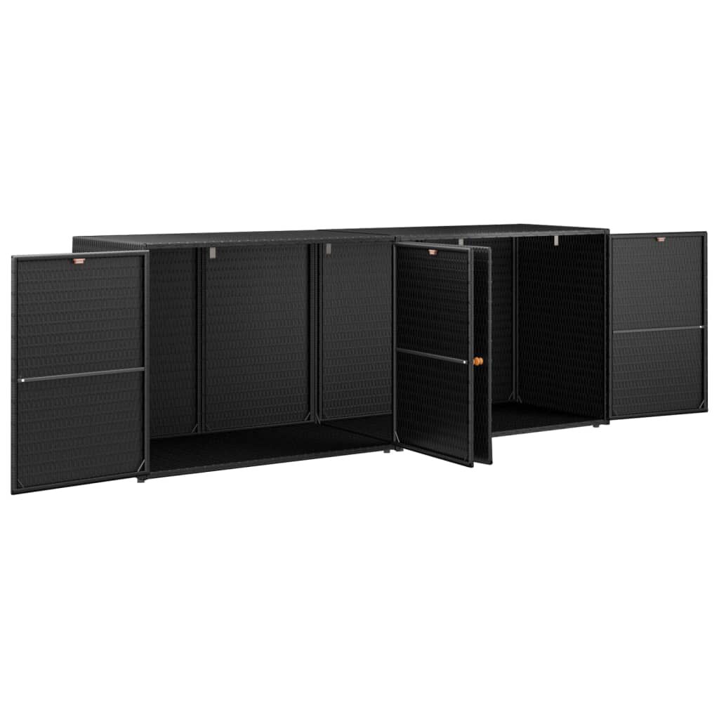 vidaXL Garden Storage Cabinet Black 198x55.5x80 cm Poly Rattan