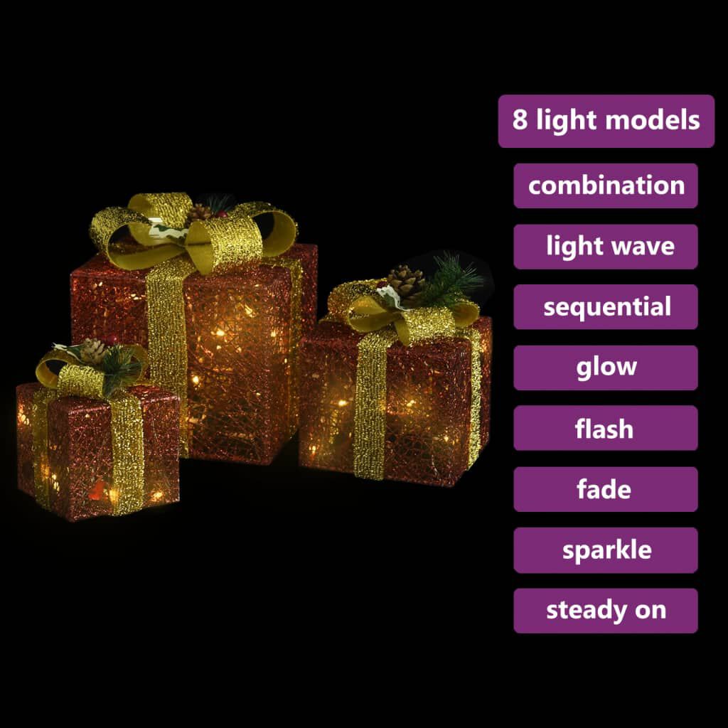 vidaXL Decorative Christmas Gift Boxes 3 pcs Red Outdoor Indoor
