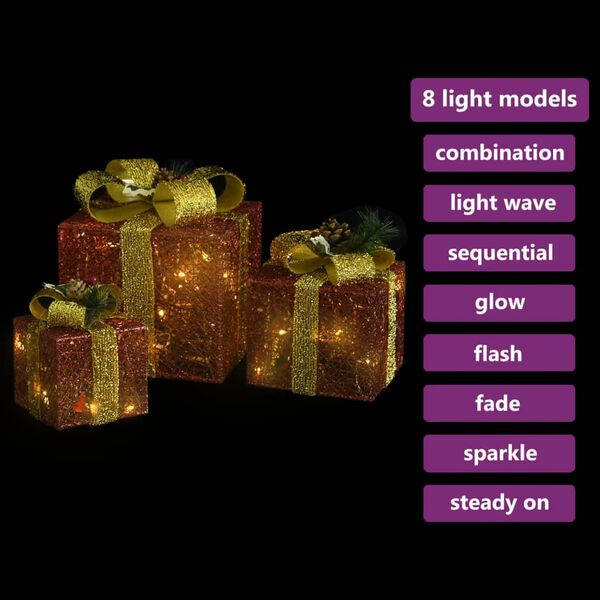 vidaXL Decorative Christmas Gift Boxes 3 pcs Red Outdoor Indoor