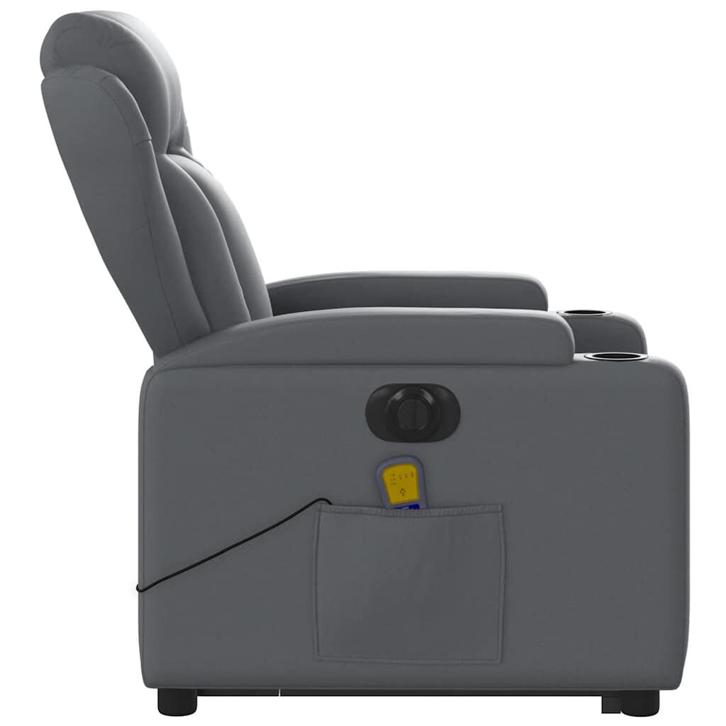 vidaXL Electric Stand up Massage Recliner Chair Grey Faux Leather