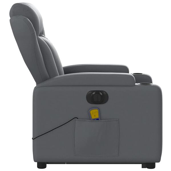vidaXL Electric Stand up Massage Recliner Chair Grey Faux Leather