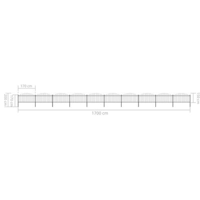 vidaXL Garden Fence with Spear Top Steel